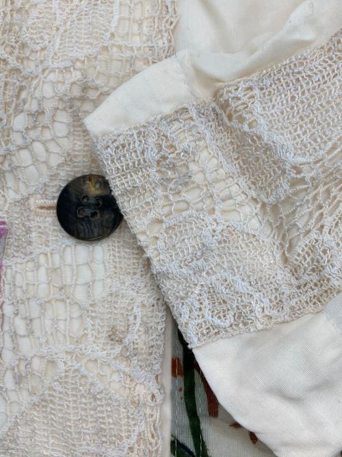 Y's for living（ワイズフォーリビング）Y's for living (ワイズフォーリビング) パッチワークカーディガン ホワイト×ピンク サイズ:2の古着・服飾アイテム