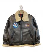 ALPHAアルファ）の古着「B-3パッチドフェイクムートンジャケット」｜ブラウン