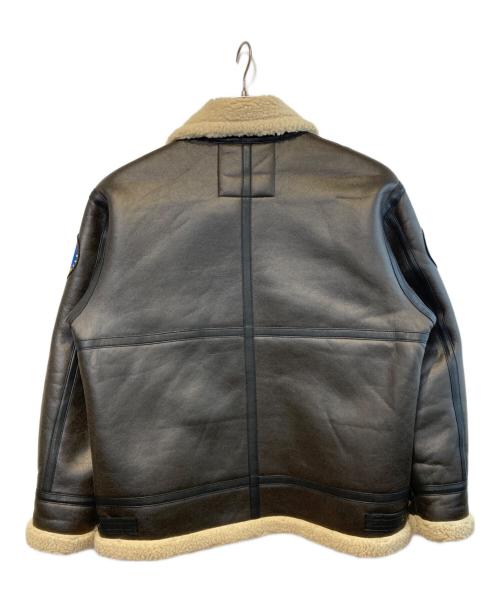 ALPHA（アルファ）ALPHA (アルファ) B-3パッチドフェイクムートンジャケット ブラウン サイズ:XLの古着・服飾アイテム