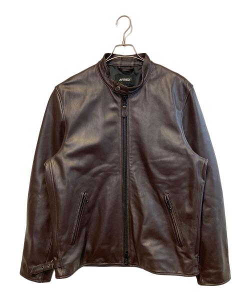 AVIREX（アヴィレックス）AVIREX (アヴィレックス) COMFORTABLE SINGLE RIDERS JACKET ブラウン サイズ:2Xの古着・服飾アイテム