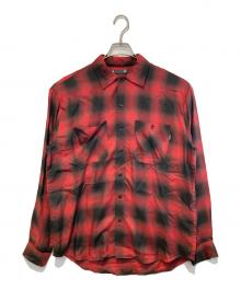 MINEDENIM（マインデニム）の古着「CDLレーヨンオンブレチェックルーズワークシャツ」｜レッド