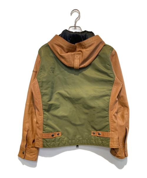 AVIREX（アヴィレックス）AVIREX (アヴィレックス) レザーナイロン切替ジャケット カーキ×ブラウン サイズ:Mの古着・服飾アイテム