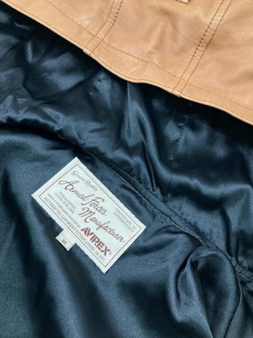 AVIREX（アヴィレックス）AVIREX (アヴィレックス) レザーナイロン切替ジャケット カーキ×ブラウン サイズ:Mの古着・服飾アイテム