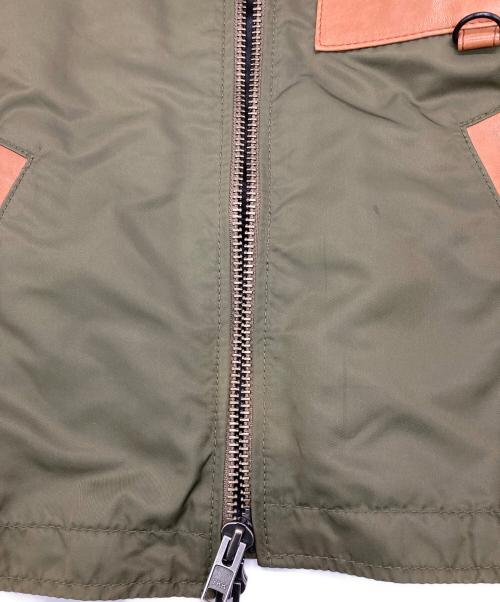 AVIREX（アヴィレックス）AVIREX (アヴィレックス) レザーナイロン切替ジャケット カーキ×ブラウン サイズ:Mの古着・服飾アイテム