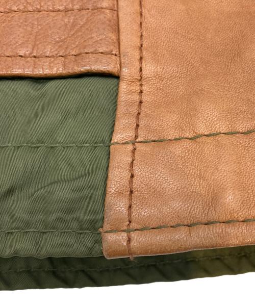 AVIREX（アヴィレックス）AVIREX (アヴィレックス) レザーナイロン切替ジャケット カーキ×ブラウン サイズ:Mの古着・服飾アイテム