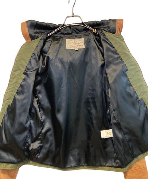 AVIREX（アヴィレックス）AVIREX (アヴィレックス) レザーナイロン切替ジャケット カーキ×ブラウン サイズ:Mの古着・服飾アイテム