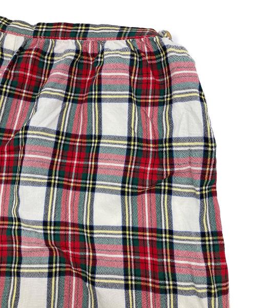 tricot COMME des GARCONS（トリココムデギャルソン）tricot COMME des GARCONS (トリココムデギャルソン) チェックギャザーパンツ レッド×ホワイト サイズ:Mの古着・服飾アイテム