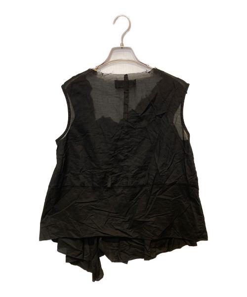 tricot COMME des GARCONS（トリココムデギャルソン）tricot COMME des GARCONS (トリココムデギャルソン) ギャザーノースリーブブラウス ブラック サイズ:Ｍの古着・服飾アイテム