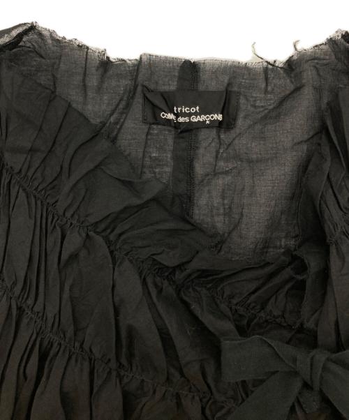 tricot COMME des GARCONS（トリココムデギャルソン）tricot COMME des GARCONS (トリココムデギャルソン) ギャザーノースリーブブラウス ブラック サイズ:Ｍの古着・服飾アイテム