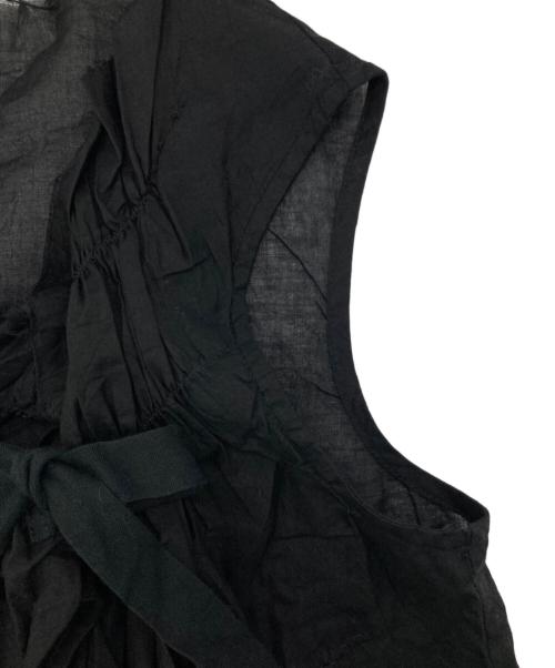 tricot COMME des GARCONS（トリココムデギャルソン）tricot COMME des GARCONS (トリココムデギャルソン) ギャザーノースリーブブラウス ブラック サイズ:Ｍの古着・服飾アイテム