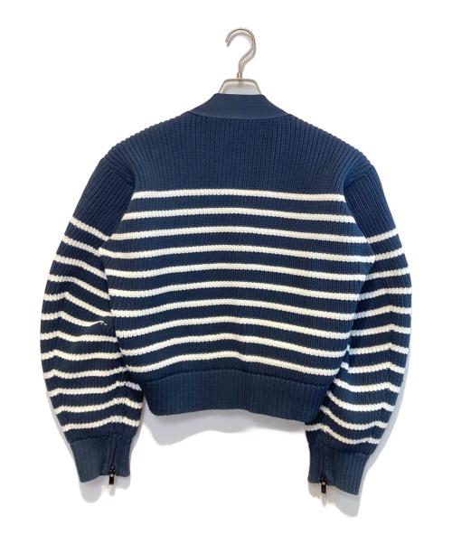 sacai（サカイ）sacai (サカイ) クロップドボーダーカーディガン ネイビー サイズ:3の古着・服飾アイテム