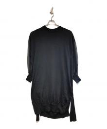 HYKE（ハイク）の古着「シアースリーブハイゲージコットンニットワンピース」｜ブラック