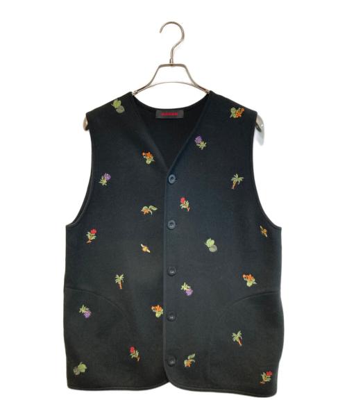 CABAN（キャバン）CABAN (キャバン) カシミヤ混刺繍ベスト ブラック サイズ:FREEの古着・服飾アイテム