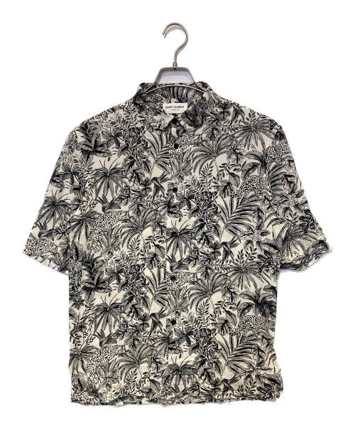 Saint Laurent Paris（サンローランパリ）Saint Laurent Paris (サンローランパリ) レーヨンS/Sシャツ ホワイト×ブラック サイズ:37の古着・服飾アイテム