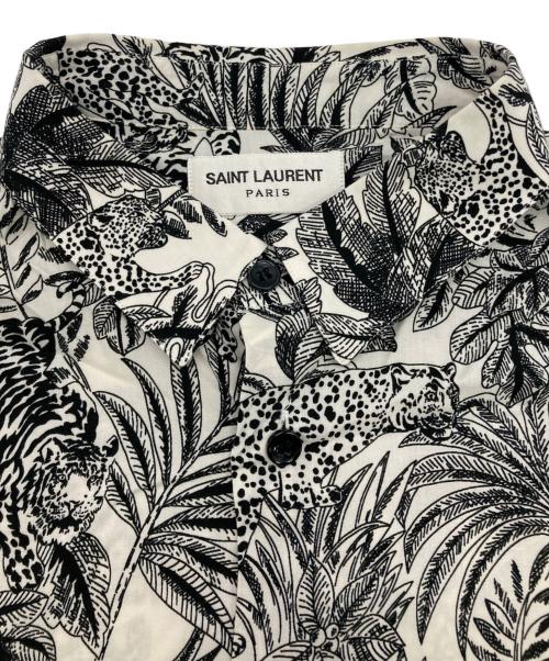 Saint Laurent Paris（サンローランパリ）Saint Laurent Paris (サンローランパリ) レーヨンS/Sシャツ ホワイト×ブラック サイズ:37の古着・服飾アイテム