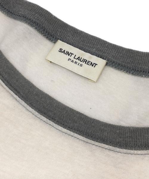 Saint Laurent Paris（サンローランパリ）Saint Laurent Paris (サンローランパリ) ラグランプリントカットソー ホワイト×グレー サイズ:XSの古着・服飾アイテム