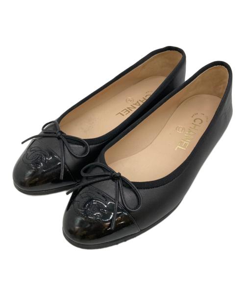 CHANEL（シャネル）CHANEL (シャネル) バレリーナココマークフラットリボンパンプス ブラック サイズ:36の古着・服飾アイテム