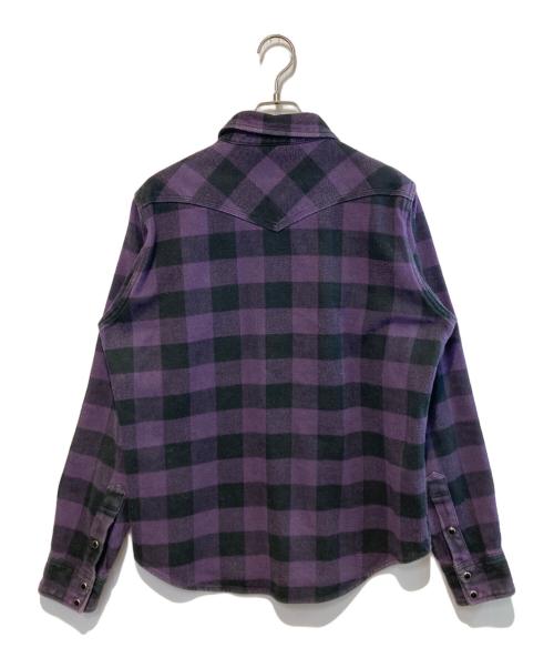 IRON HEART（アイアンハート）IRON HEART (アイアンハート) フランネルネルウエスタンシャツ パープル×ブラック サイズ:Mの古着・服飾アイテム