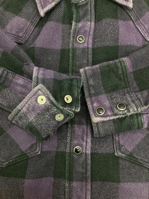 IRON HEART（アイアンハート）IRON HEART (アイアンハート) フランネルネルウエスタンシャツ パープル×ブラック サイズ:Mの古着・服飾アイテム