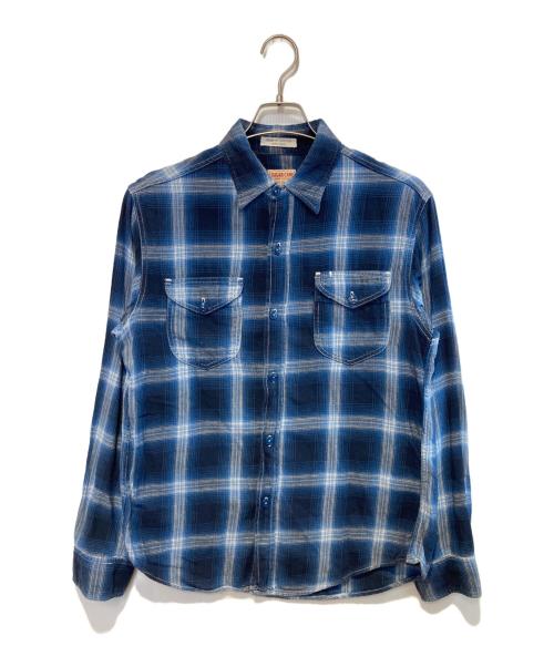 SUGAR CANE（シュガーケーン）SUGAR CANE (シュガーケーン) チェックネルシャツ ブルー サイズ:Lの古着・服飾アイテム