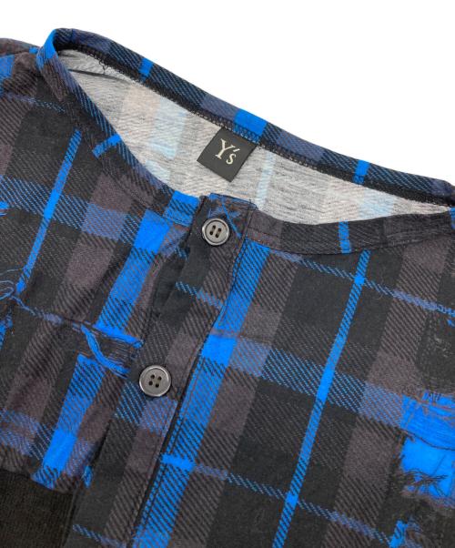 Y's（ワイズ）Y's (ワイズ) TWISTED CHECK DESIGN GATHER BLOUSE ブラック サイズ:2の古着・服飾アイテム