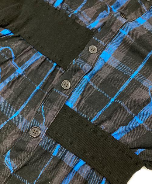 Y's（ワイズ）Y's (ワイズ) TWISTED CHECK DESIGN GATHER BLOUSE ブラック サイズ:2の古着・服飾アイテム