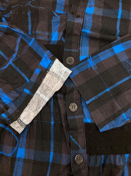 Y's（ワイズ）Y's (ワイズ) TWISTED CHECK DESIGN GATHER BLOUSE ブラック サイズ:2の古着・服飾アイテム