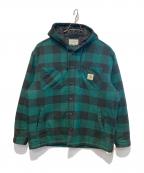 CarHarttカーハート）の古着「hooded check shirt jac」｜グリーン×ブラック