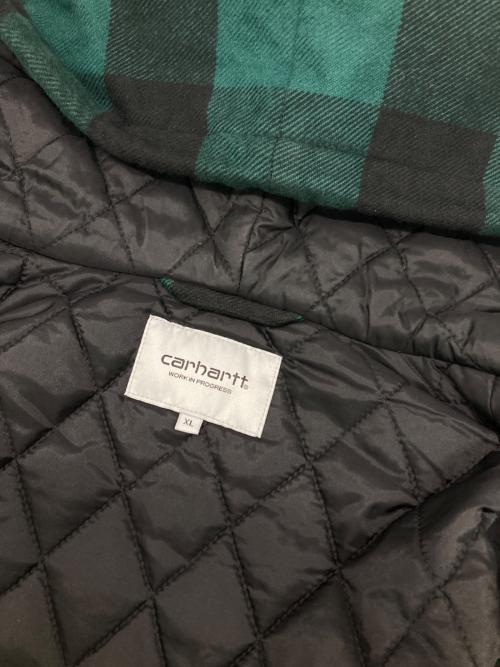 CarHartt（カーハート）CarHartt (カーハート) hooded check shirt jac グリーン×ブラック サイズ:XLの古着・服飾アイテム