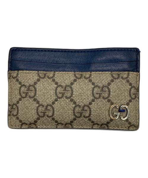 GUCCI（グッチ）GUCCI (グッチ) バイカラー GG カードケース ブルー×ベージュの古着・服飾アイテム