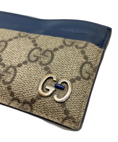 GUCCI（グッチ）GUCCI (グッチ) バイカラー GG カードケース ブルー×ベージュの古着・服飾アイテム