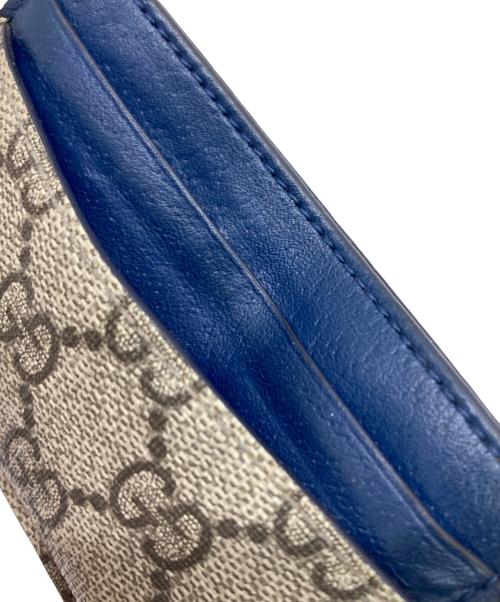 GUCCI（グッチ）GUCCI (グッチ) バイカラー GG カードケース ブルー×ベージュの古着・服飾アイテム