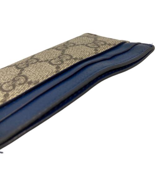 GUCCI（グッチ）GUCCI (グッチ) バイカラー GG カードケース ブルー×ベージュの古着・服飾アイテム