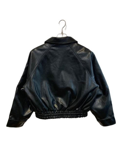 moussy（マウジー）moussy (マウジー) F/LEATHER GATHER ブルゾン ブラック サイズ:FREEの古着・服飾アイテム