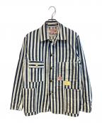 SUGAR CANEシュガーケーン）の古着「インディゴ ストライプカバーオール」｜インディゴ×ホワイト