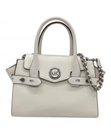MICHAEL KORS（マイケル・コース）の古着「Carmen Small Saffiano Leather Belted Satchel」｜ホワイト