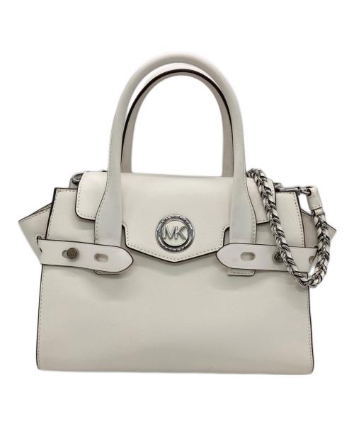 MICHAEL KORS（マイケル・コース）MICHAEL KORS (マイケル・コース) Carmen Small Saffiano Leather Belted Satchel ホワイトの古着・服飾アイテム