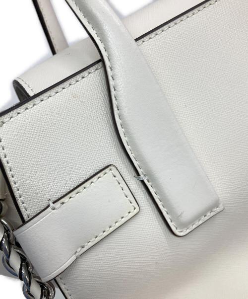 MICHAEL KORS（マイケル・コース）MICHAEL KORS (マイケル・コース) Carmen Small Saffiano Leather Belted Satchel ホワイトの古着・服飾アイテム