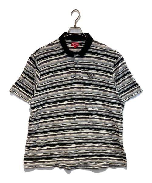 SUPREME（シュプリーム）SUPREME (シュプリーム) Textured Stripe Polo ブラック×グレー サイズ:XLの古着・服飾アイテム