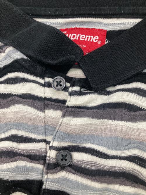 SUPREME（シュプリーム）SUPREME (シュプリーム) Textured Stripe Polo ブラック×グレー サイズ:XLの古着・服飾アイテム