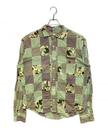 A BATHING APE（ア ベイシング エイプ）の古着「パッチワークチェックシャツ」｜グリーン×ブラウン