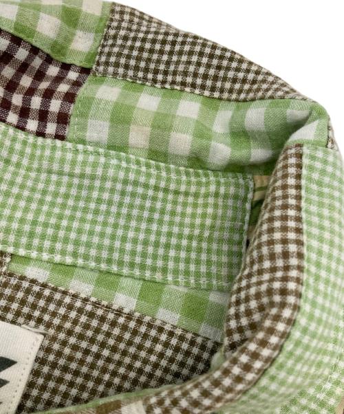 A BATHING APE（ア ベイシング エイプ）A BATHING APE (ア ベイシング エイプ) パッチワークチェックシャツ グリーン×ブラウン サイズ:Lの古着・服飾アイテム
