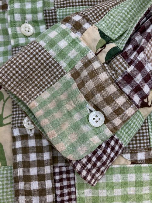 A BATHING APE（ア ベイシング エイプ）A BATHING APE (ア ベイシング エイプ) パッチワークチェックシャツ グリーン×ブラウン サイズ:Lの古着・服飾アイテム