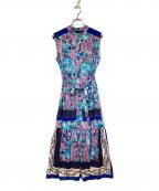 GRACE CLASSグレースクラス）の古着「ボタニカルスカーフプリントワンピース」｜ブルー