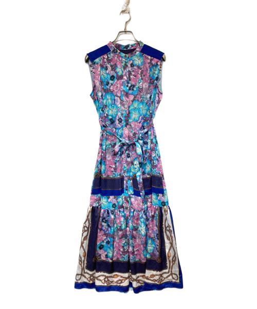 GRACE CLASS（グレースクラス）GRACE CLASS (グレースクラス) ボタニカルスカーフプリントワンピース ブルー サイズ:Mの古着・服飾アイテム