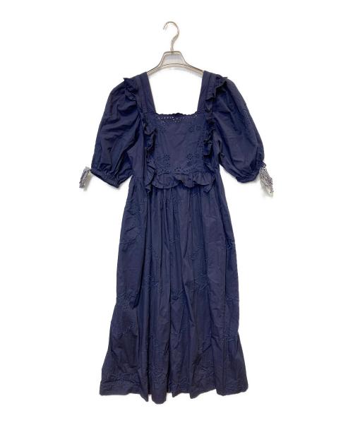 DAMSON MADDER（ダンソンマダー）DAMSON MADDER (ダンソンマダー) カットワークブラウスワンピース ネイビー サイズ:8の古着・服飾アイテム