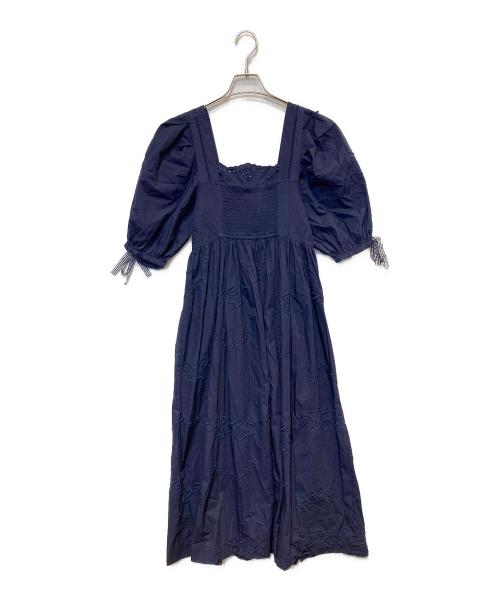 DAMSON MADDER（ダンソンマダー）DAMSON MADDER (ダンソンマダー) カットワークブラウスワンピース ネイビー サイズ:8の古着・服飾アイテム