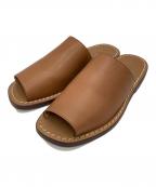 HERMESエルメス）の古着「オープントゥーレザーサンダル」｜ブラウン