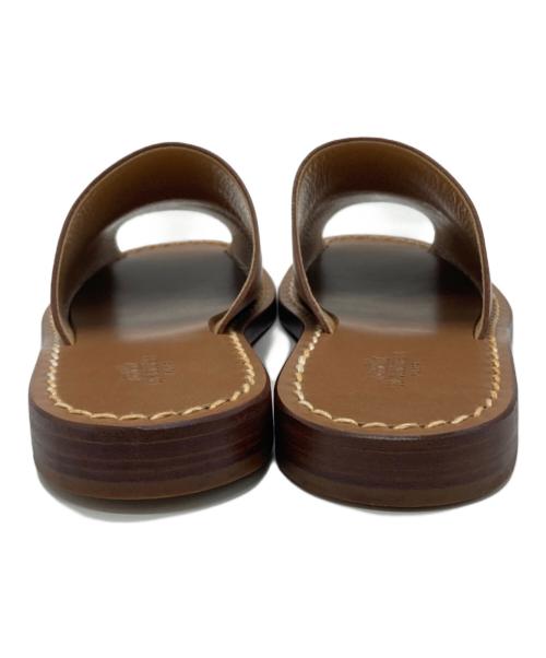 HERMES（エルメス）HERMES (エルメス) オープントゥーレザーサンダル ブラウン サイズ:39の古着・服飾アイテム