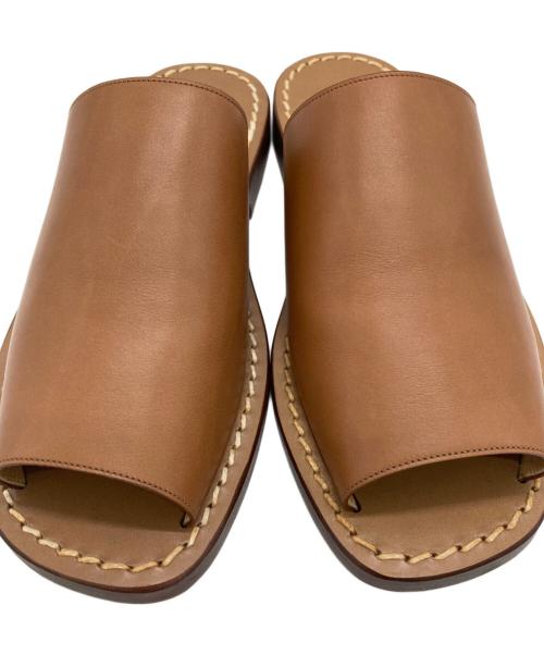 HERMES（エルメス）HERMES (エルメス) オープントゥーレザーサンダル ブラウン サイズ:39の古着・服飾アイテム